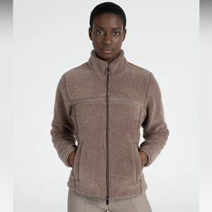 Maximilian Equestrian Ciara Teddy Full zip Jacket in Taupe Womens Size large